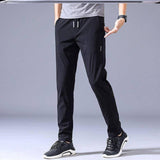 Drawstring Trousers Thin Casual Pants Korean Version Loose Straight Sweatpants Mens Clothing Black and dark gray / XL-Black-2