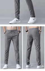 Drawstring Trousers Thin Casual Pants Korean Version Loose Straight Sweatpants Mens Clothing Black and dark gray / XL-6