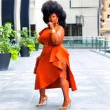 Elegant Orange Peplum Dress: Bold Plus-Size Fashion-2