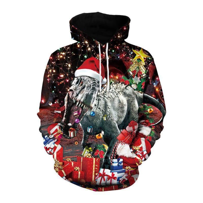 Elk Christmas Animal Print Couple Hooded Sweater-SB101092-8