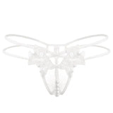 Lingerie Embroidered Women's Thong-White-2