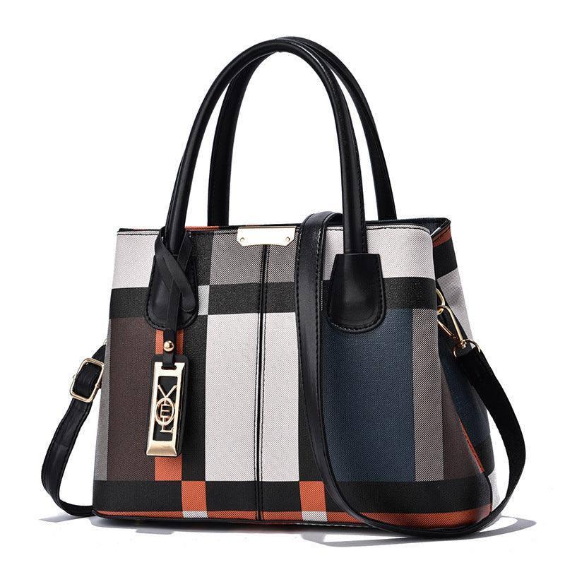 European And American Casual Shoulder Bag Middle-aged-Plaidblack-2