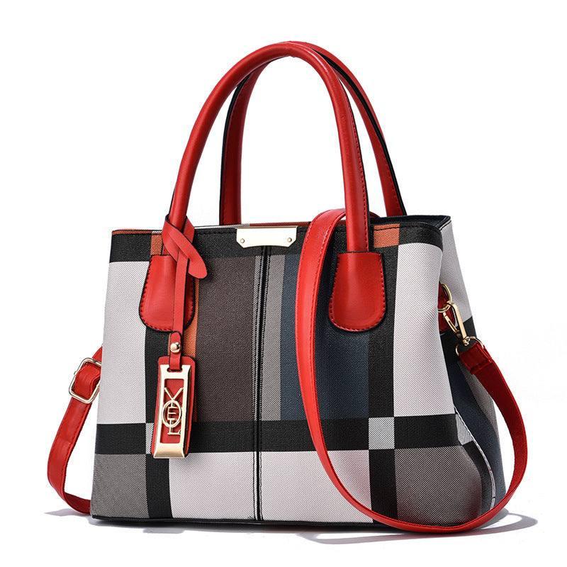 Casual Shoulder Bag Middle-aged-Plaidred-4