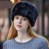 European And American Fashion Warm And Cold Rabbit Fur Hat-Black-7