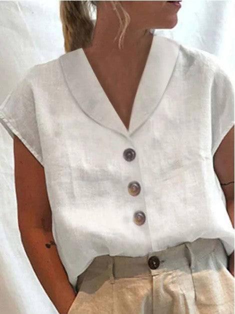 European And American Ladies Fashion Cotton And Linen Top-10