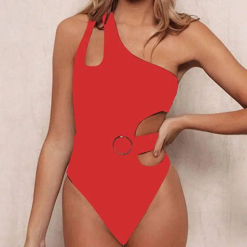 European and American one-piece bikini-Red-2