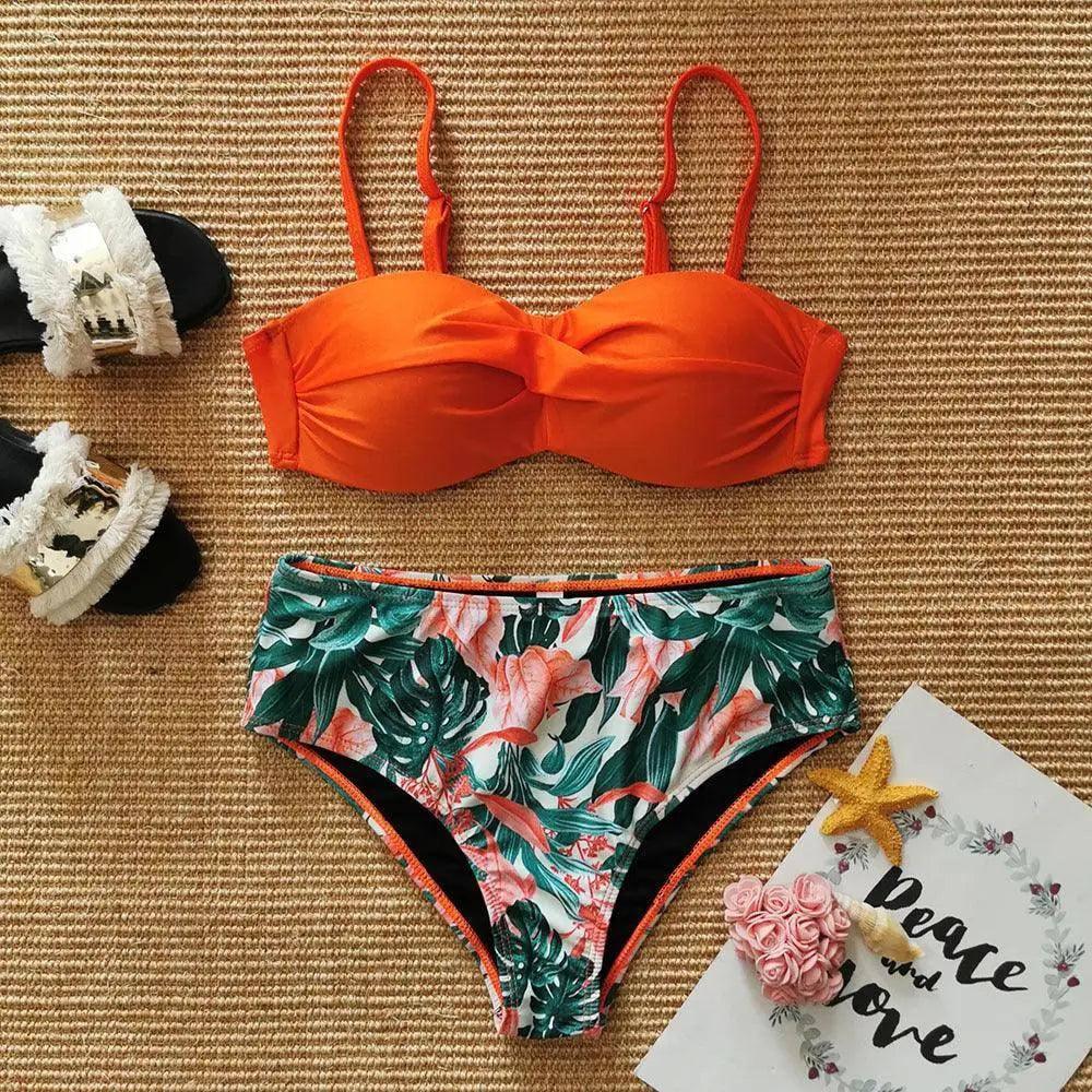 European And American Style Bikini Print Swimsuit-S-3