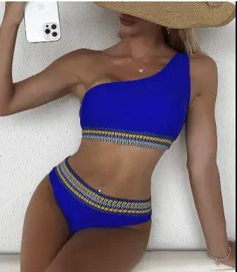 European And American Women's Printed Bikini Swimwear-Brightblue-6