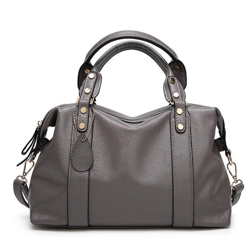 Fashion Boston Shoulder Bag Women's Handbags Retro Rivet-Grey-6