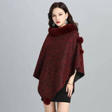 Fashion Faux Fur Jacket Women Shawl Scarf-Winered-4