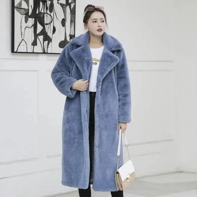 Fashion High Quality Velvet Fur Long Coat Women-12