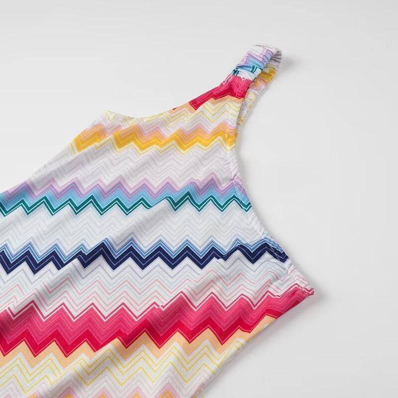 Fashionable and casual style rainbow stripe diagonal-5