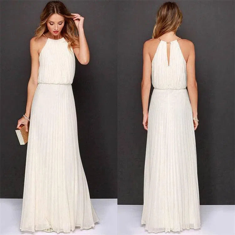 Fashionable dress long skirt-White-8