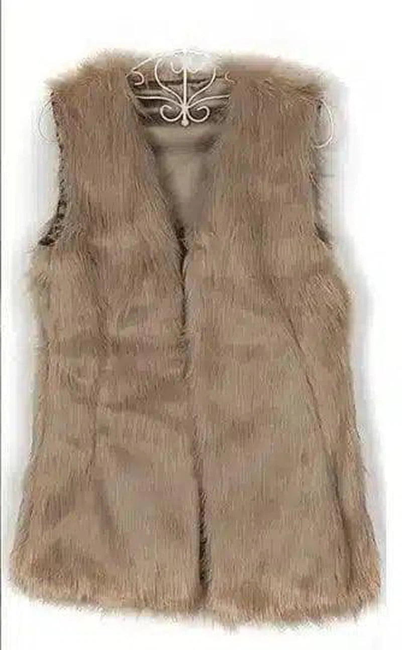 Trendy Faux Fur Vests for Women | Stylish & Cozy-Khaki-4