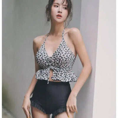 Female fungus split high waist bikini-Blackpink-3