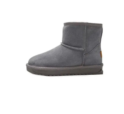 Flat Bottom Medium Cotton Shoes Plush Snow Boots For Women-Grey-3