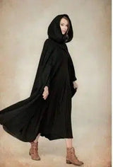 Four-color hooded tie shawl-Black-3