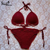 Handmade Crochet Bikini Bikini, Europe and the United-Redwine-5