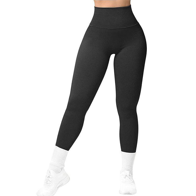 High Waist Seamless Leggings Threaded Knitted Fitness Pants-3