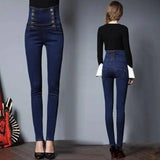 LOVEMI - high waisted jeans female thin elastic feet pencil pants