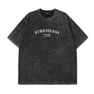 Hirsionsan Acid Washed T Shirt Women Vintage Cotton T-shirts-Black 10-8