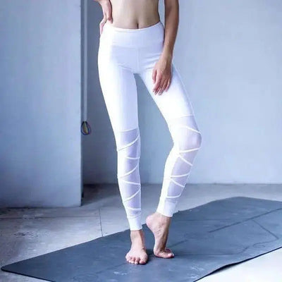 Hollow Out Yoga Pants-White-1