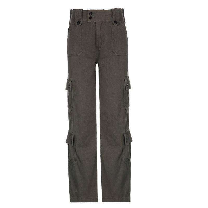 Hot Girl Fried Street Straight Casual Pants American Style Black / L-Gray-6