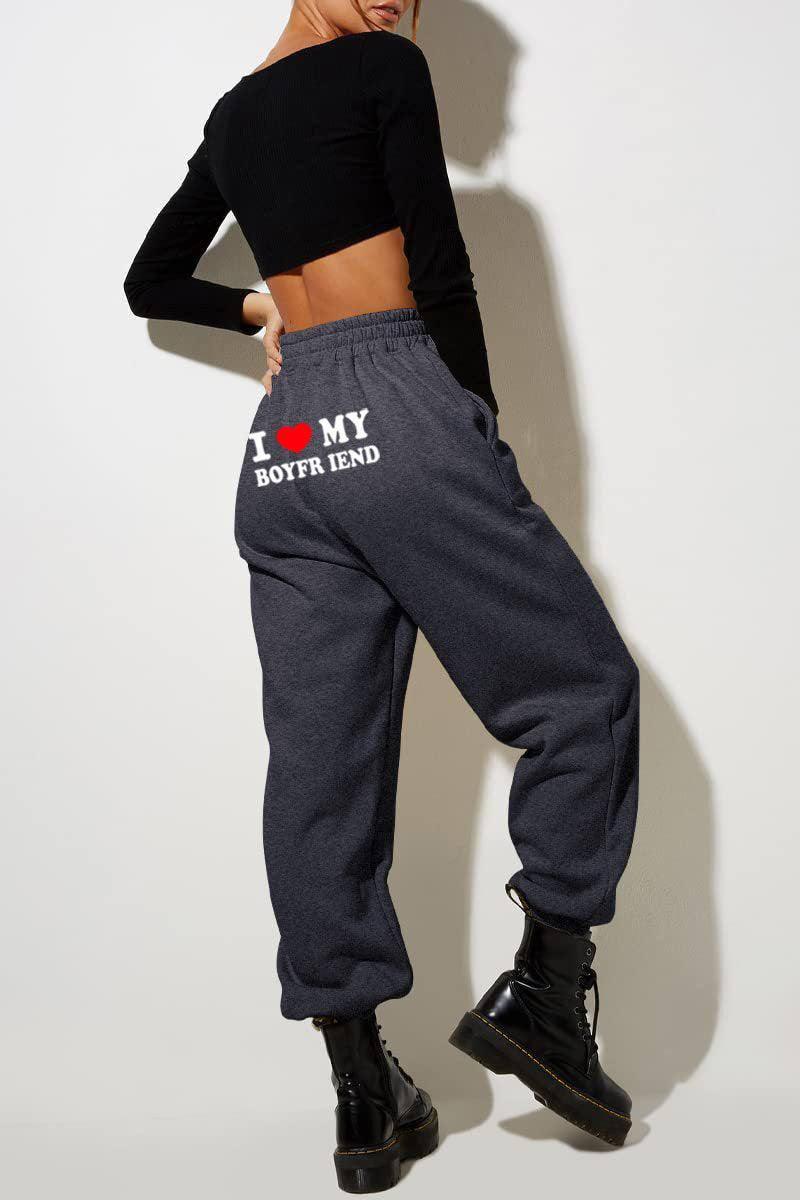 Comfy Love Statement Joggers for Her-Dark Gray Back Picture-3