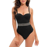 Ins Style Black Pit Strip Swimsuit Bikini-2