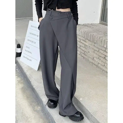 Irregular Splicing Straight Trousers Female-5