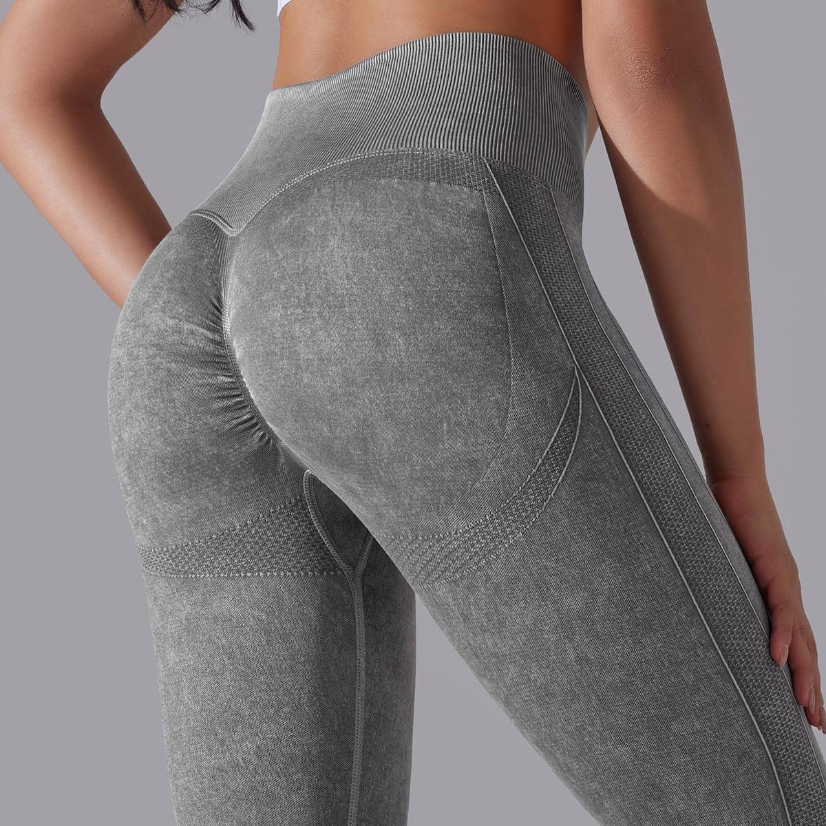 Knitted Seamless Yoga Pants Running Sports Fitness High-Dark Grey-17