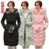 Korean down cotton-padded overcoat for women over the knee-2