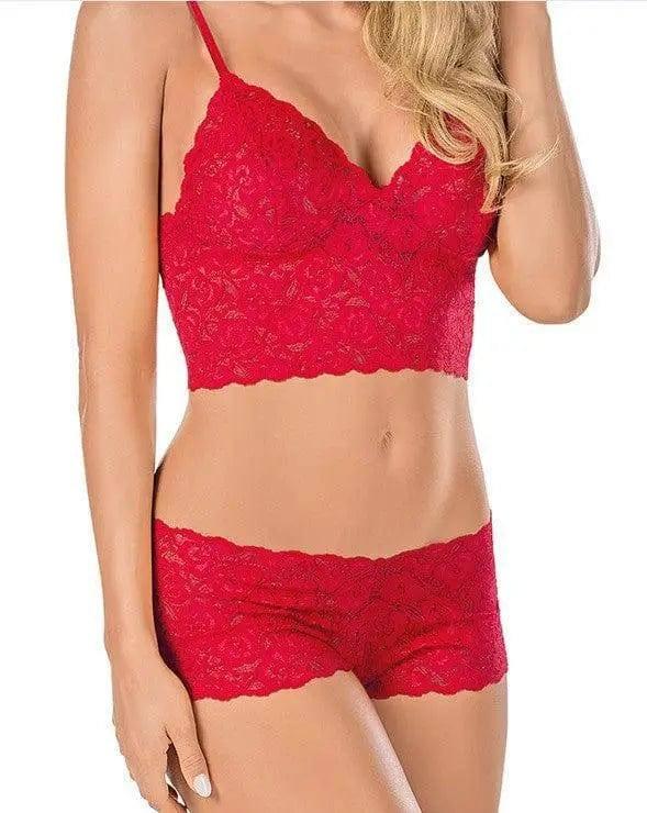 Elegant Lace Lingerie Set - Women's Comfort Fit Intimates-Red-4