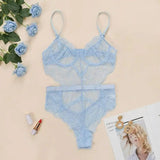 Lace Sexy Lingerie Slim-fit Corset Sexy One-piece Women-LightBlue-10