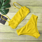 Lace Split Swimsuit Feminine Bikini Factory Direct Supply-Yellow-4