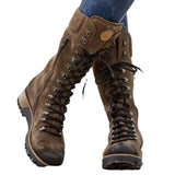 Lace-Up Combat Boot Winter Cowboy Western Boots Women-6