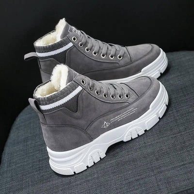 Ladies Casual Shoes Lace-up Fashion Sneakers Platform Snow-Grey-8