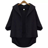 Ladies Fashion Woolen Three-quarter Sleeve Jacket-Black-2