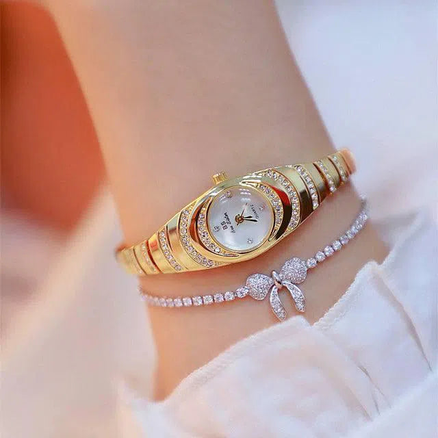 Ladies Gold Watch Diamond Wristwatch Female Fashion Bracelet Watches Women Full Diamond Watch-4