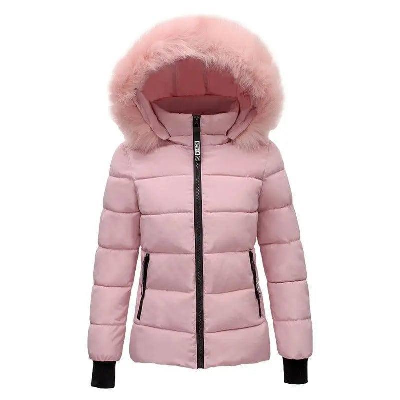 Ladies large fur collar padded down jacket-13