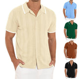 Lapel Short-sleeved Shirt Summer Fashion Casual Stitching-1