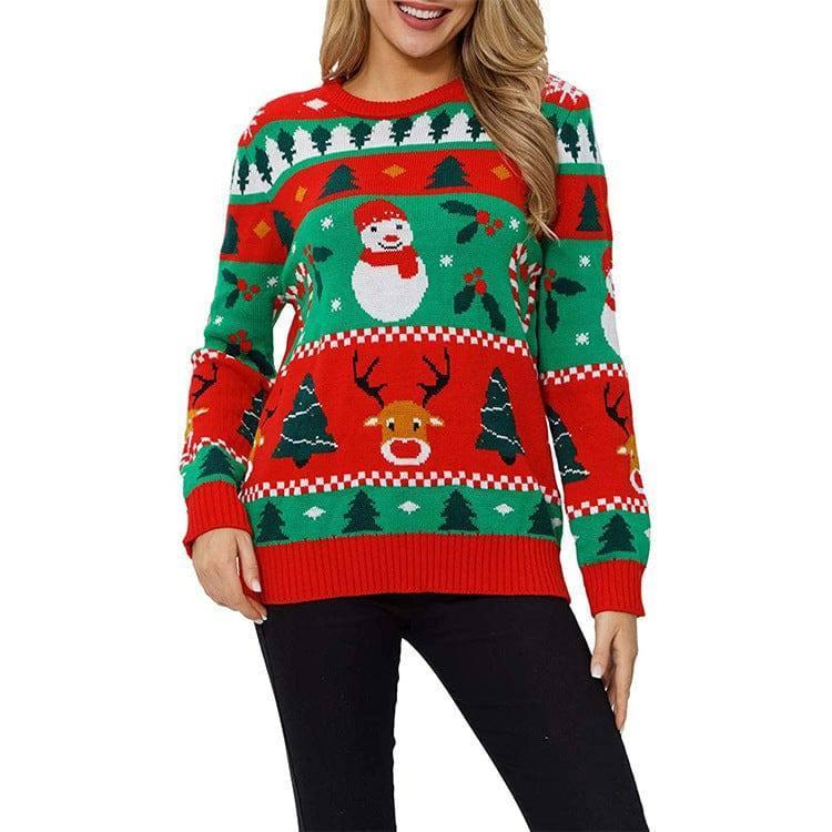 Leisure Christmas Tree Snowman Turtleneck Knit Sweater-Snowman-3