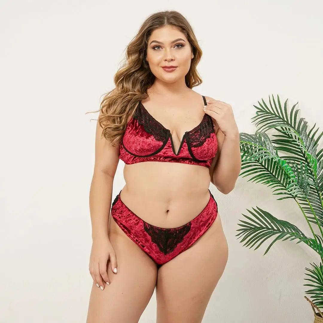 Lingerie grande taille Velours-Red-1