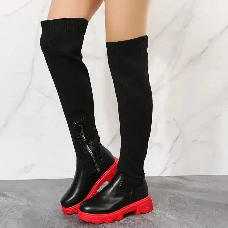 Long Boots Women Winter Shoes Fashion Side Zipper Knee High-6