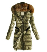 Long Quilted Jacket With Fur Collar And Raccoon Fur-11