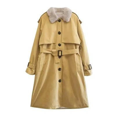 Loose Lamb Wool Coat Women's Winter Long Over The Knee-Yellow-2