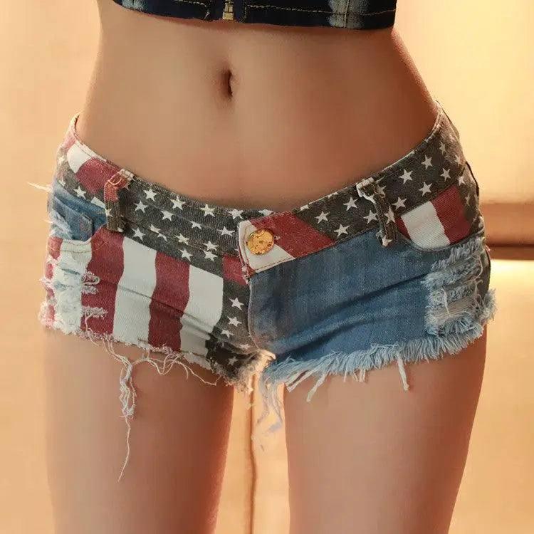 American Flag Patterned Mini Pants-9