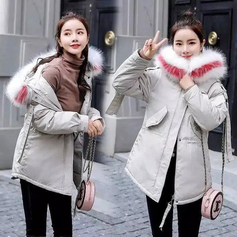 LOVEMI - Lovemi - Big fur collar Korean version of the waist was