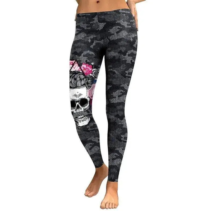 Black Camo Skull Leggings-1