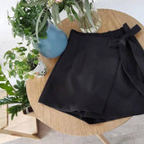 Bowknot Decoration Culotte Divided Skirt-Black-9